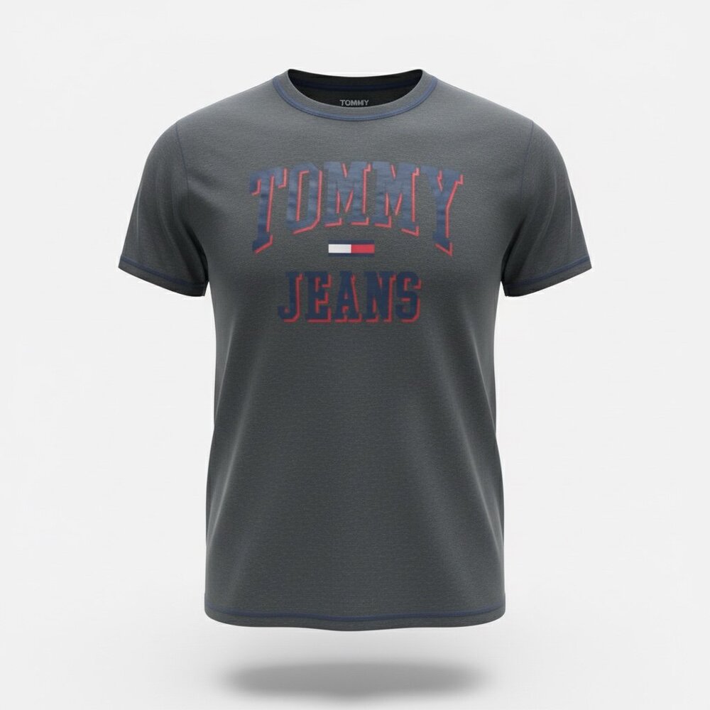 Tommy Hilfiger Charcoal Gray Medium Tee T Shirt Tommy Jeans Red White Blue Logo